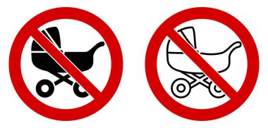 Bebek arabasının imza atması yasak. Kırmızı çizgili çemberde çocuk puseti