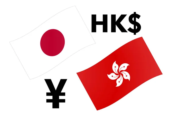 Illustrazione Vettoriale Della Coppia Valute Forex Jpyhkd Bandiera Giapponese Hong — Vettoriale Stock
