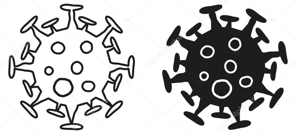 Simple virus icon with slightly rough edges -  can be used as illustration for ncov coronavirus / covid 19