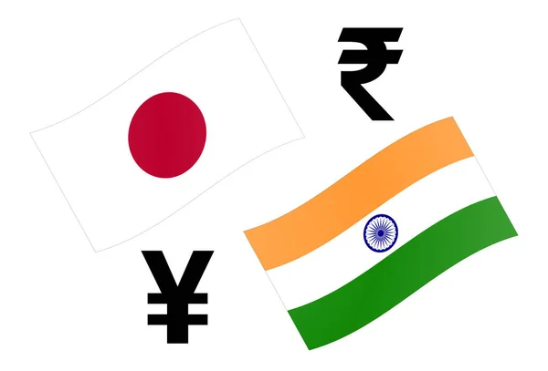 Jpyinr Forex Devizapár Vektor Illusztráció Japán Indiai Zászló Yen Rúpia — Stock Vector