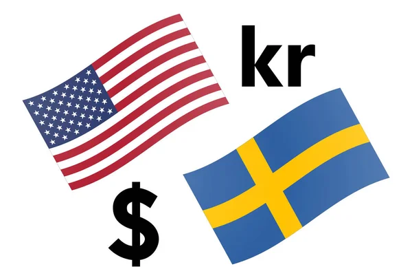 Usdsek Devisenpaarung Vektor Illustration Amerikanische Und Schwedische Flagge Mit Dollar — Stockvektor