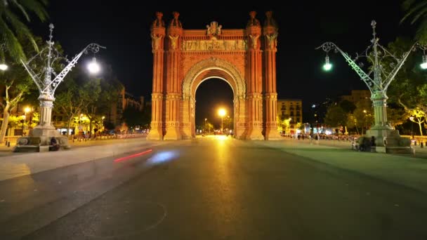 Arco do Triunfo em Barcelona, Espanha — Vídeo de Stock