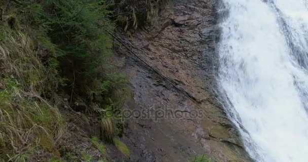 Skog vattenfall, Flygfoto — Stockvideo