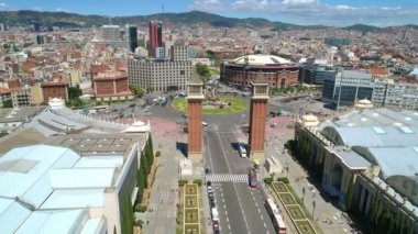 España'nın kare Barcelona İspanya, güneşli yaz günü havadan görünümü