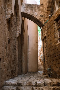 İsrail 'deki tel aviv' de eski bir taş turist caddesi.
