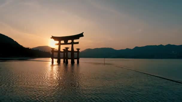 Miyajima Itsukushima Zonsondergang Timelapse — Stockvideo