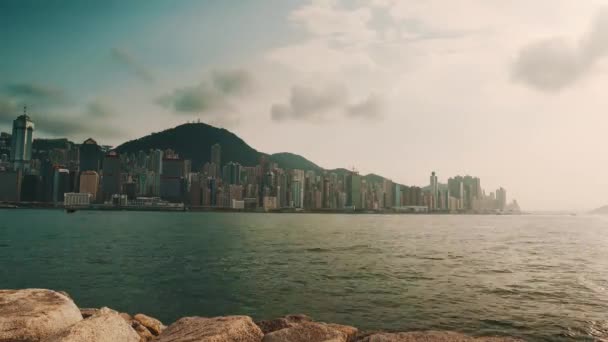 香港のスカイラインのタイムラプス ビデオ — ストック動画