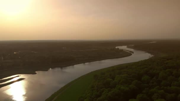 Sonnenuntergang Fluss Wrocaw Odra — Stockvideo