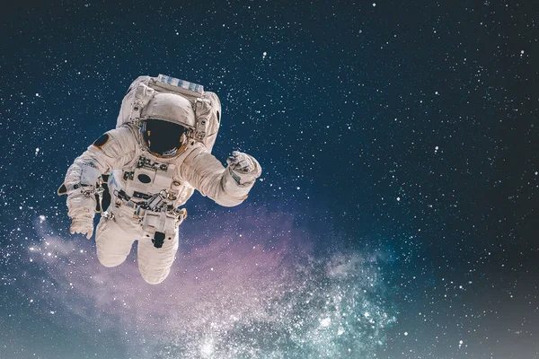 Astronaut Weltraum Über Der Erde Mit Sonnenlicht Lichter Der Stadt — Stockfoto
