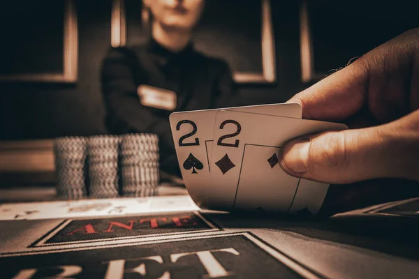 Casino Poker Chips Background Copy Space Парочка Покер Aces Poker — стокове фото