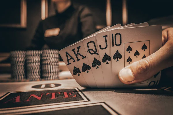 Casino Poker Chips Sfondo Con Spazio Copia Poker Aces Coppia — Foto Stock