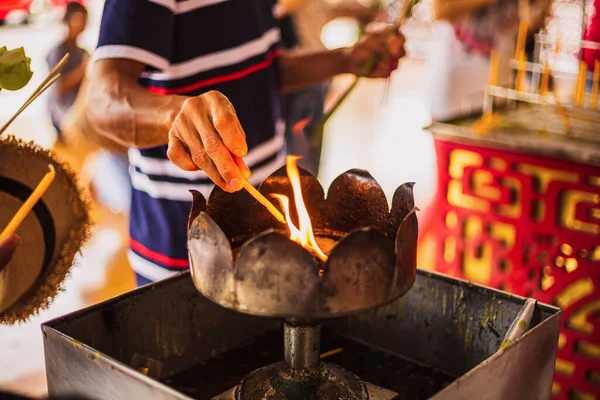 Aromatische Wierookstokjes Verbranden Wierook Voor Het Bidden Van Boeddha Hindoe — Stockfoto