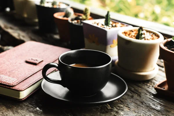 Taza Café Mesa Cerca Libro Mañana —  Fotos de Stock