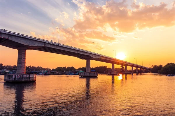 stock image The Bridge over the river and sunset with cloud