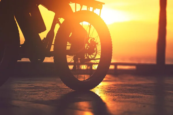 Ride Bike Road Beach Sunset — Stock Photo, Image