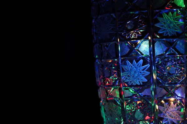 Crystal vase with a led lighting, colorful led light with dark scene, colorful light