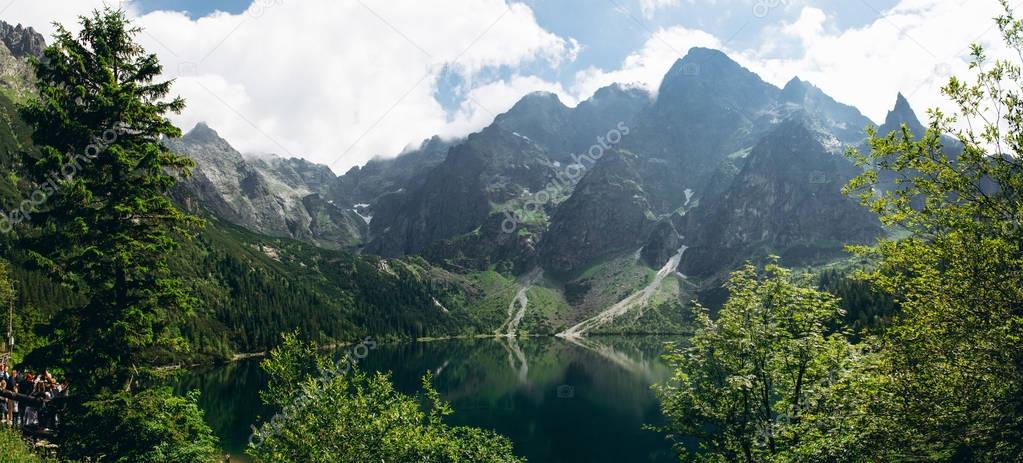 Beautiful panoramic view of mountain lake 