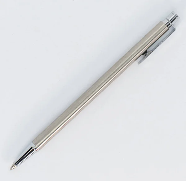 Silver pen perfect for school or office — Stock Photo, Image