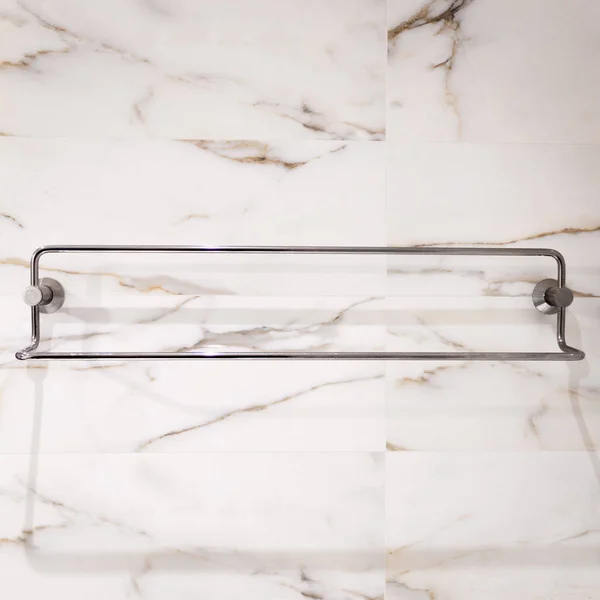 Steel Towel Rack on Marble — Stock Photo, Image