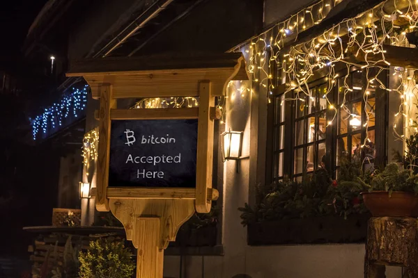 Bitcoin işareti Restoran iş kabul