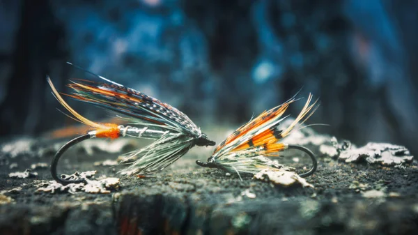 Moscas para pescar salmón. Aparatos de pesca a mosca . —  Fotos de Stock
