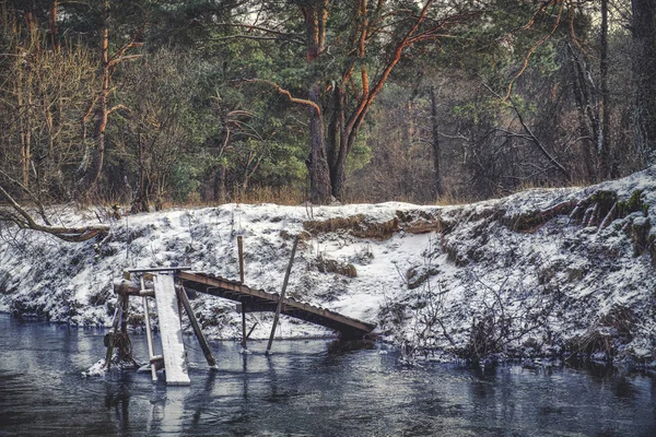 Rivière de forêt hivernale pittoresque . — Photo