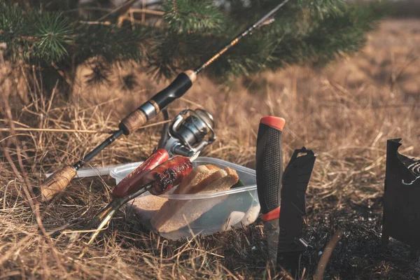 Piquenique na pesca. A natureza da Bielorrússia . — Fotografia de Stock