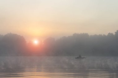 Fishing on the kayak. Fishing with spinning.