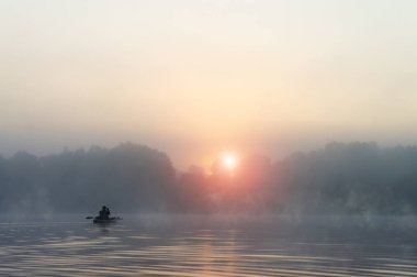 Fishing on the kayak. Fishing with spinning.