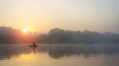 Fishing on the kayak. Fishing with spinning.