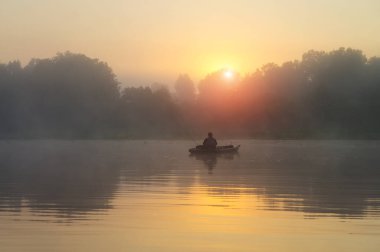 Fishing on the kayak. Fishing with spinning.