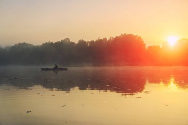 Fishing on the kayak. Fishing with spinning.