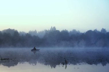 Fishing on the kayak. Fishing with spinning.