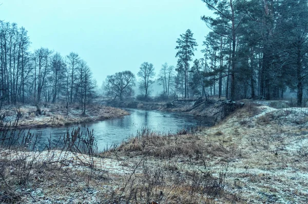 Winter Evening Small River — Stock Photo, Image