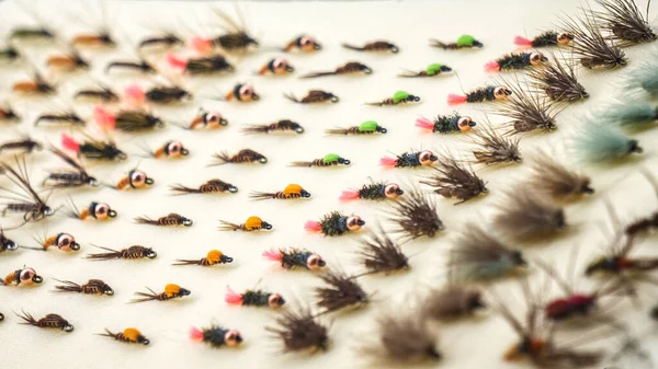 Moscas voadoras. Pesca em uma mosca artificial . — Fotografia de Stock