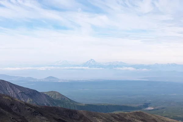 Montanhas Horizonte Península Kamchatka Rússia — Fotografia de Stock