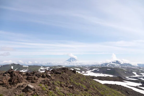 Península Kamchatka Rússia Vistas Das Encostas Vulcão Gorely — Fotografia de Stock