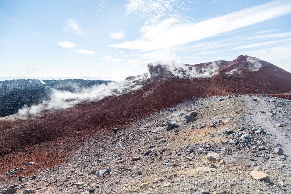 Avachinsky volcano, Kamchatka peninsula, Russia. An active volcano, located north of the city of Petropavlovsk-Kamchatsky, in the interfluve of the Avacha and Nalychev rivers.