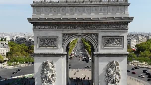 Vista aérea do arco triunfal Paris — Vídeo de Stock