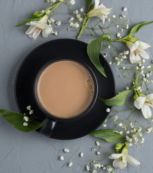 Kahve Latte Flovers Üstten Görünüm — Stok fotoğraf