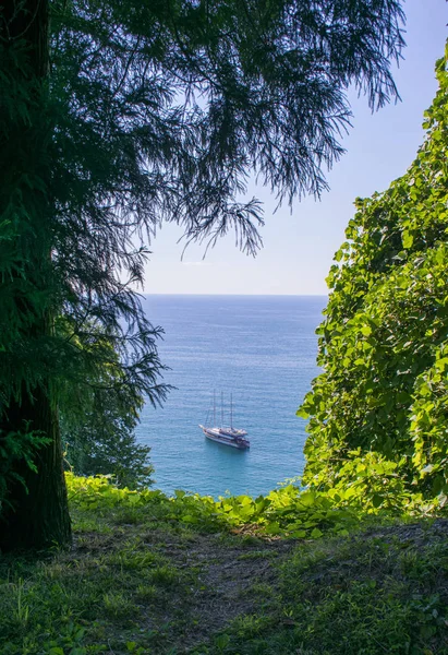 Ландшафт Чорного моря в Грузії з кораблем у літній день. — стокове фото
