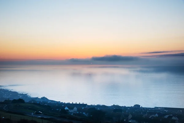 Niebla Que Cubre Costa Jurásica Dorset Tomada Isla Portland Imagen de stock