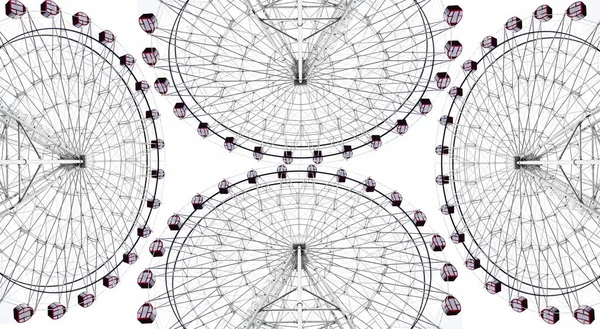 Multiple Exposure Ferris Wheel White Background — Stock Photo, Image