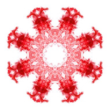 Kaleydoskop suluboya kutsal geometrinin bir elementi olarak resmedilir. Simya, din, felsefe, astroloji ve maneviyat için evrensel kırmızı arkaplan.