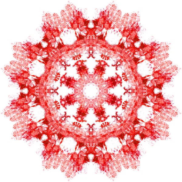 Farby Akwarelowe Kalejdoskop Jako Element Świętej Geometrii Uniwersalne Czerwone Tło — Zdjęcie stockowe