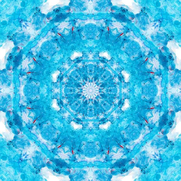 Kaleidoscope Watercolor Paints Element Sacred Geometry Universal Blue Background Alchemy — Stock Photo, Image