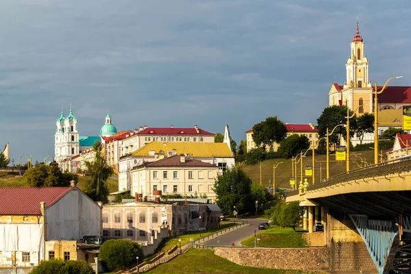 Ciudad Grodno Belarús Bonita Vista Ciudad Desde Paseo Marítimo Imágenes de stock libres de derechos