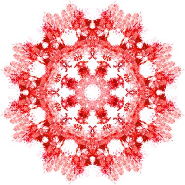 Kaleydoskop suluboya kutsal geometrinin bir elementi olarak resmedilir. Simya, din, felsefe, astroloji ve maneviyat için evrensel kırmızı arkaplan.