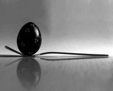 Yumurtalı yaratıcı siyah beyaz fotoğraf..