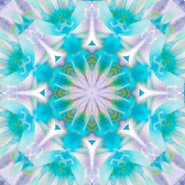 Abstract bright pattern in pastel blue tones. Elegant symmetrical pattern decorative decorative kaleidoscope.